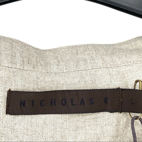 Nicholas K Women's Linen Wrap Shirt Dress Natural - Picture 9 of 12